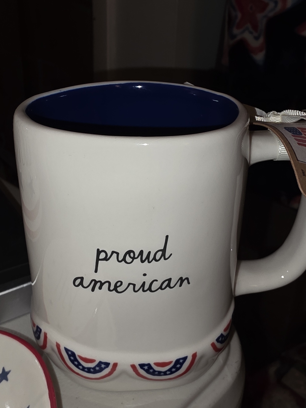 Magenta Patriotic Ceramic Canister, Mugs & Spoonrest in Red, White & Blue - Picture 4 of 5